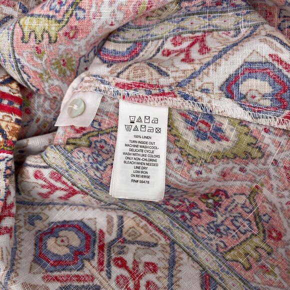 Rachel Zoe 100% Linen Sleeveless Mini Dress Multicolor Printed A-Line Women M - Picture 6 of 10